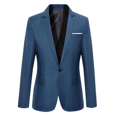 Blue Men Blazers Work Office 2022 Men Tuxedos For Formal Occasions Pockets Coat Blazers Male Custom Men`s Business Slim Blazers