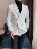 2023. aasta meeste kaherealised äriülikonnad, meeste saledad, ühevärvilised kontorikleitid, bleiserid, vabaaja trendikas sügis, L43