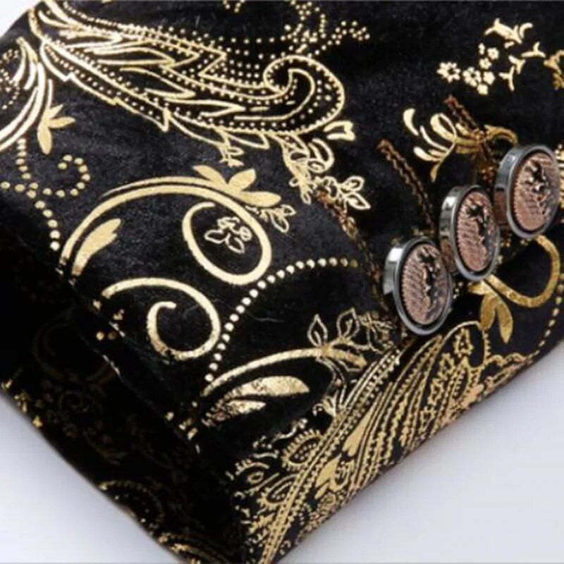 Kuldsed India pähkli lilled, trükitud luksuslikud bleiserid meestele Slim Fit hõbedased lavakostüümid lauljatele Meeste moodsad ülikonnad jakid 5XL