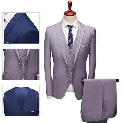 Suurepärane äriülikond taskud ülikonnakomplekt pikkade varrukatega Slim Fit pidulik ülikond eraldab sobivuse