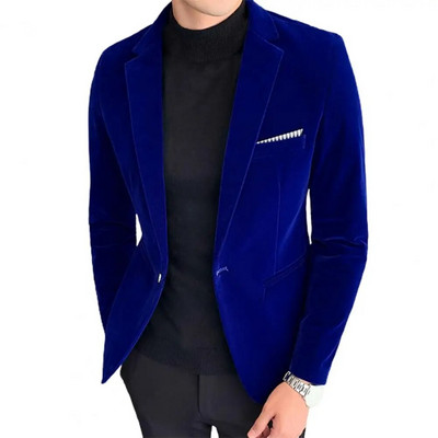 Βουργουνδία Velvet Blazer Ανδρικά Μόδα 2022 Casual Blazer Ανδρικά κοστούμια γαμπρού τραγουδιστή Λεπτό βραδινό φόρεμα M-5XL