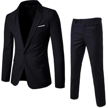 Мъжки костюми Блейзъри 3 части 2 комплекта Сватбени елегантни бизнес жилетки Панталони Сини палта 2022 Официални якета Корейски лукс Безплатна доставка