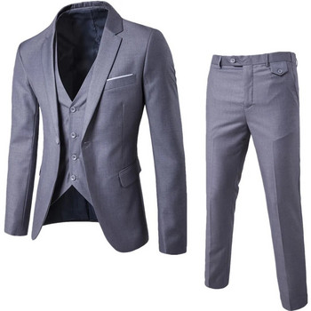 Ανδρικά κοστούμια Blazers 3 τεμαχίων 2 σετ Γάμου Κομψό επαγγελματικό γιλέκο Παντελόνι Μπλε Παλτό 2022 Επίσημα Μπουφάν Κορεάτικη Πολυτελής Δωρεάν αποστολή