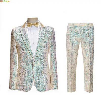 Meeste ülikonna 2-osaline komplekt (jakk + püksid) Litrid mantlil ja pükstel Stage Performance Blazers Host Anchor jalutuskostüümid