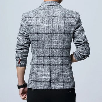 Ανδρικά blazers καρό βρετανικού στιλ Slim Fit Business Casual Ανοιξιάτικο φθινοπωρινό Μόδα Εξωτερικά Παλτό Ανδρικό κοστούμι τζάκετ 4XL 5XL