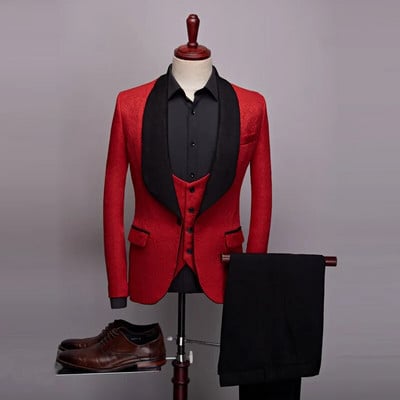 (Σακάκι Παντελόνι Γιλέκο) Νέο Ανδρικό Casual Business Tuxedo Νυφικά Φορέματα λουλουδιών Μπλέιζερ/Ανδρικό Κοστούμι με στάμπα 3 τεμ.