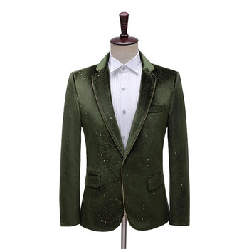 Елегантни мъжки костюми Син блейзър Яке Звезден костюм Homme Terno Masculino Мъжко облекло Зелени костюми за сватба