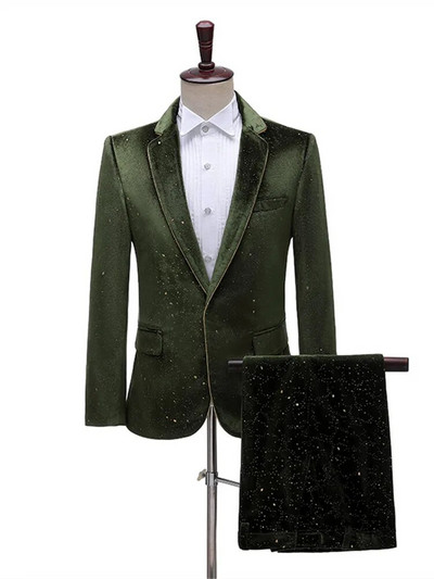Elegantsed ülikonnad meestele Sinine bleiser jakk Starry kostüüm Homme Terno Masculino meeste riided Rohelised ülikonnad pulmadeks