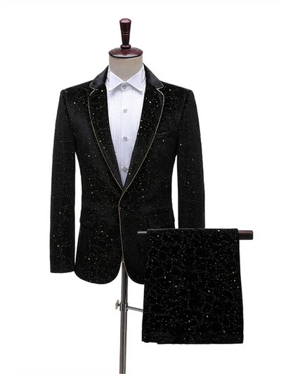 Elegantsed ülikonnad meestele Sinine bleiser jakk Starry kostüüm Homme Terno Masculino meeste riided Rohelised ülikonnad pulmadeks