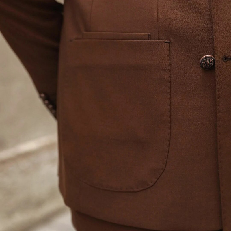 Formalna muška odijela s dvostrukim kopčanjem, smeđi, s reverom, uski kroj, ležerna jakna, dvodijelni luksuzni vjenčani muški kostim