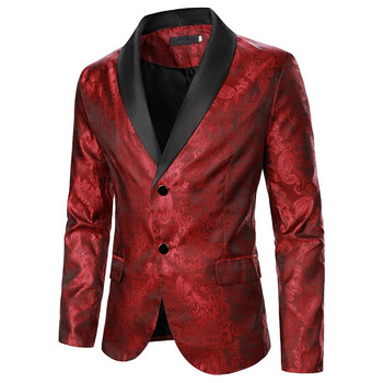 Ανδρικό κοστούμι Παλτό Paisley Μοτίβο Φωτεινό Ζακάρ Ύφασμα Αντίθεση Χρώμα γιακά Πάρτι Πολυτελές σχέδιο Causal Fashion Slim Fit Men Blaze
