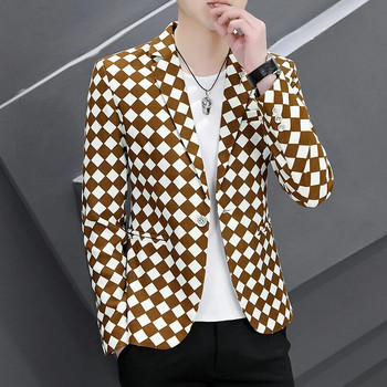2023 Fashion New Brand Ανδρικά casual Boutique Business καρό κοστούμι με λεπτή εφαρμογή Μπλέιζερ Μπουφάν παλτό 3XL