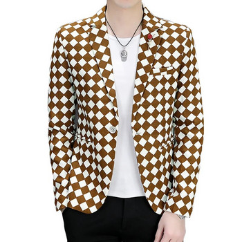 2023 Fashion New Brand Ανδρικά casual Boutique Business καρό κοστούμι με λεπτή εφαρμογή Μπλέιζερ Μπουφάν παλτό 3XL