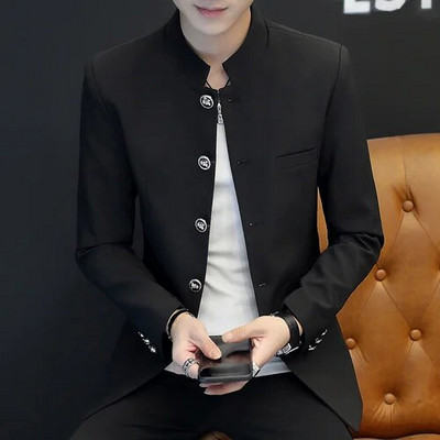 Meeste Slim Fit Office bleiser jakk Moodne soliidne krae Meeste ülikond jakk Pulmakleit Mantel vabaaja äri meeste ülikonna mantel