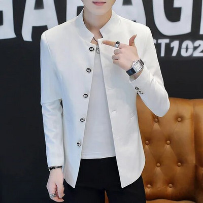 Meeste Slim Fit Office bleiser jakk Moodne soliidne krae Meeste ülikond jakk Pulmakleit Mantel vabaaja äri meeste ülikonna mantel