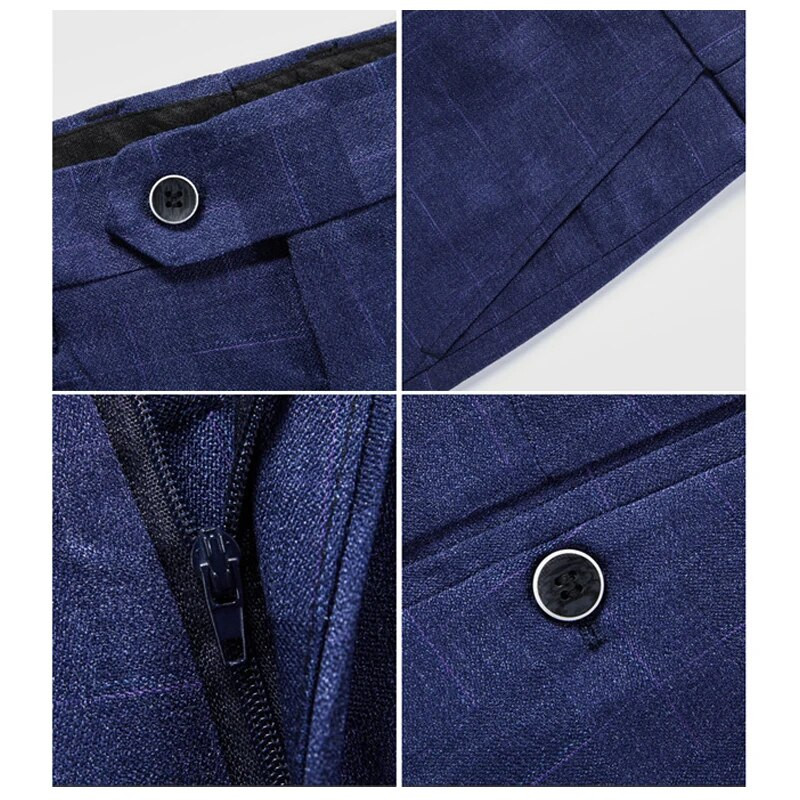 Švarkas liemenės kelnės Aukščiausios klasės languotas oficialus verslo biuro kostiumas, 3 vnt. arba 2 vnt. komplektas Nuotakos vestuvinės suknelės vakarėliui vyriški kostiumai