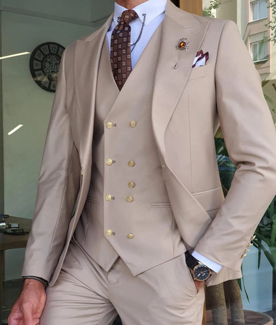 2024 Νέο στυλ Μαύρο Ασημί Γκρι Κέντημα Γαμπρού Σμόκιν Γαμπρούς Ανδρικά κοστούμια χορού γαμπρού (Σακάκι+παντελόνι+γιλέκο)