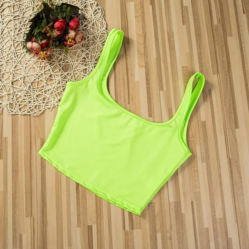 Moteriški viršutiniai marškinėliai vienspalviai Slim Fit Sling, žemai krūtinės viršutinė dalis, vasarinė apkarpyta, karšta megztinė Laukinės mados apranga