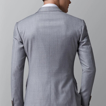 Ανδρικά ανδρικά κοστούμια ανοιχτό γκρι Slim Fit 2 τεμάχια ανδρικό μπουφάν μόδας με παντελόνι νυφικό σμόκιν για γαμπρό στο δείπνο