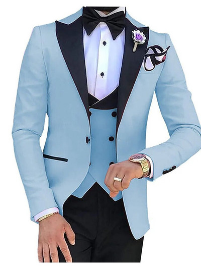 Φωτεινό χρώμα Ροζ Μέντα Κόκκινο Κόκκινο Κομψό ανδρικό κοστούμι 3 τεμαχίων για γαμήλια περιστασιακή στολή για επιστροφή στο σπίτι