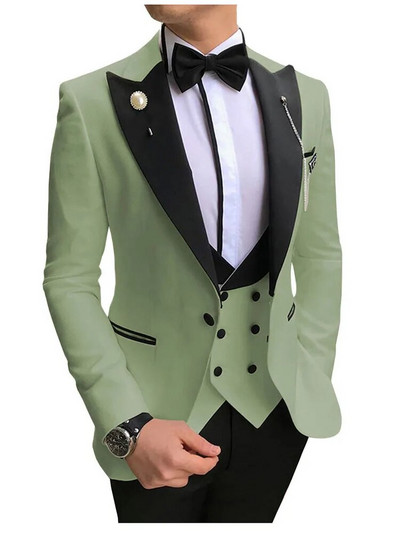 Φωτεινό χρώμα Ροζ Μέντα Κόκκινο Κόκκινο Κομψό ανδρικό κοστούμι 3 τεμαχίων για γαμήλια περιστασιακή στολή για επιστροφή στο σπίτι