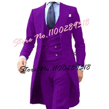 2023 New Arrivel Royal blue μακρυά σχέδια παλτό Σετ ανδρικών κοστουμιών Σετ ανδρικών ρούχων γαμπρός σμόκιν Prom Blazer Custom 3 ΤΕΜ (Τοπ+Γιλέκο+Παντελόνι)