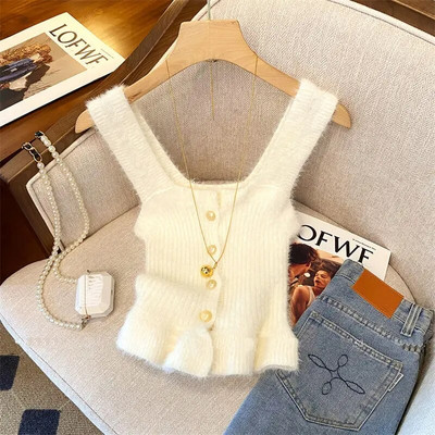 Pure Desire Sweet and Spicy Gentle βελούδινο πουλόβερ Tank Top Φθινόπωρο Χειμώνας Νέο όμορφο εσωτερικό πουκάμισο βάσης γιλέκου