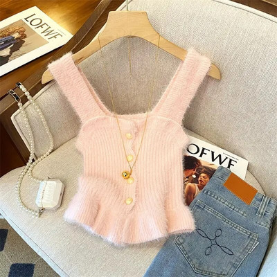 Pure Desire Sweet and Spicy Gentle βελούδινο πουλόβερ Tank Top Φθινόπωρο Χειμώνας Νέο όμορφο εσωτερικό πουκάμισο βάσης γιλέκου