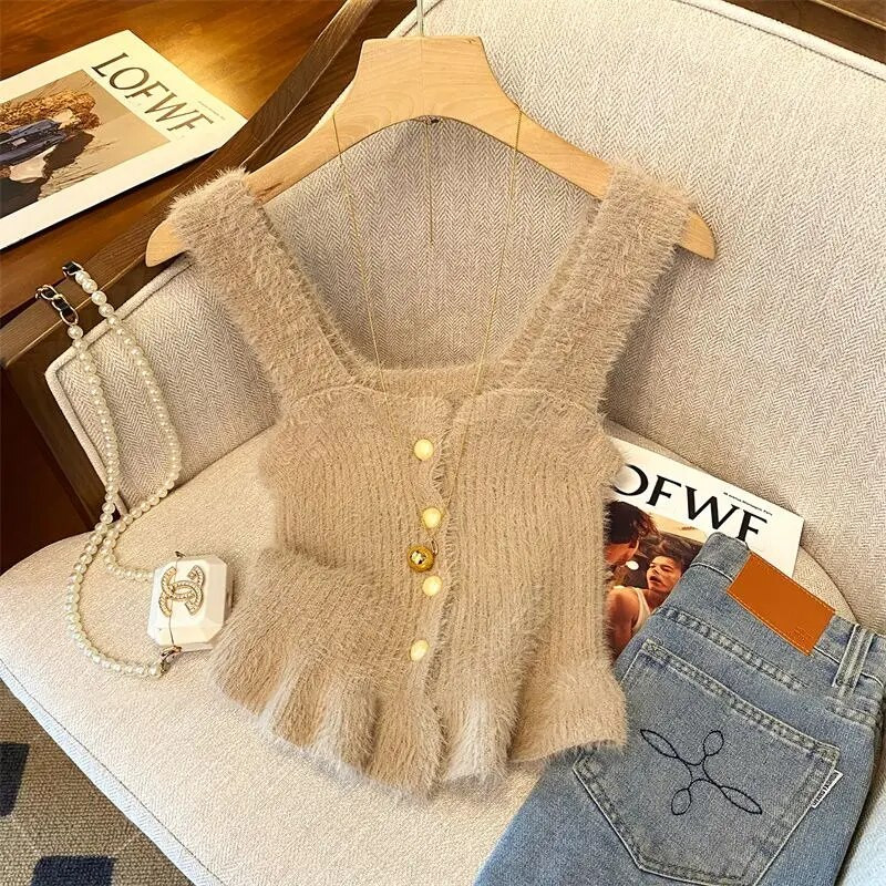 Pure Desire Sweet and Spicy Gentle βελούδινο πουλόβερ Tank Top Φθινόπωρο Χειμώνας Νέο όμορφο εσωτερικό πουκάμισο βάσης γιλέκου