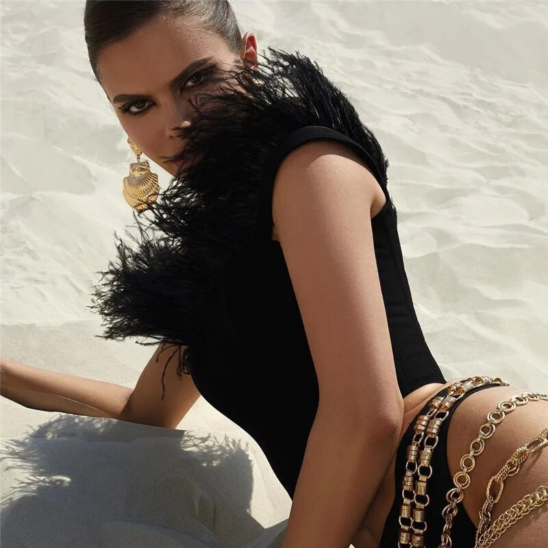 Γυναικείες σέξι κορσέ με πούπουλα Crop Top Push Up Bustier Κοκκαλιασμένο Top Spaghetti Strap Slim Bodycon Cami Top Party Streetwear