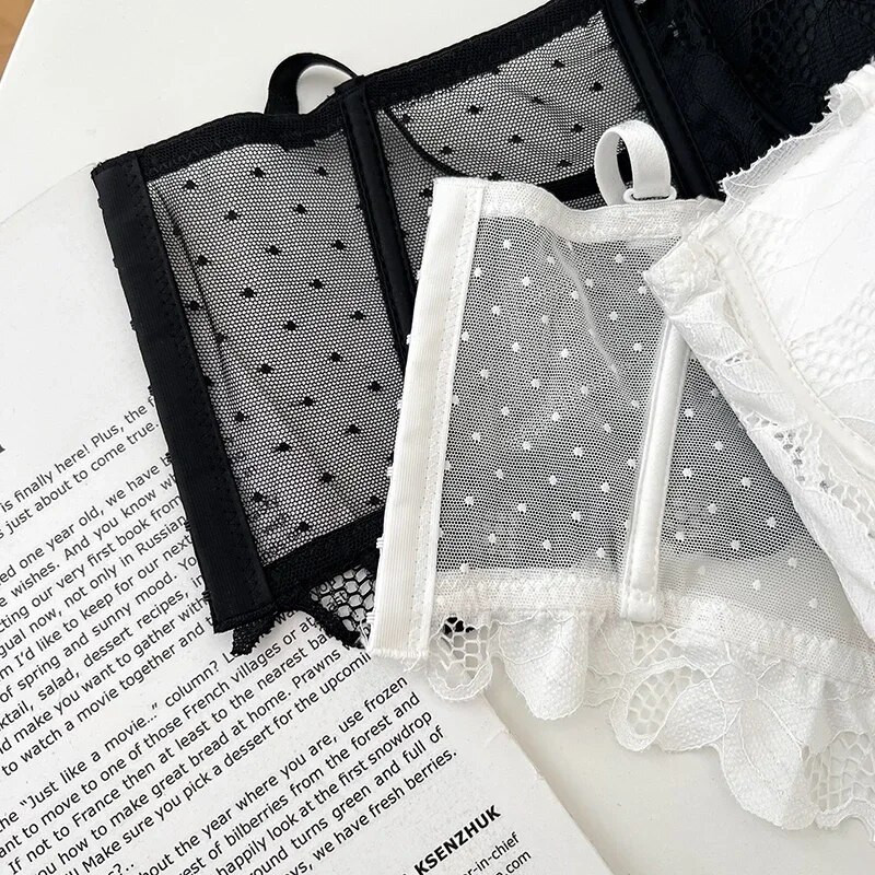 Γαλλικό κομψό σέξι γυναικείο μπλουζάκι με δαντέλα διάφανη σπαγγέτι με λουράκι κορσελέτες Γυναικεία φανελάκια ενσωματωμένα σε σουτιέν Εξώπλατο Skinny Camis Dropship