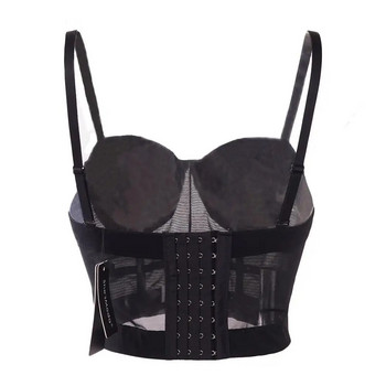 Σέξι μαύρο διαφανές σουτιέν με πλέγμα Push Up Γυναικείο κορσέ κορσέ γυναικείο σωληνάκι Μπουστάκι Σουτιέν Club Party Crop Top Εσώρουχα Plus Size