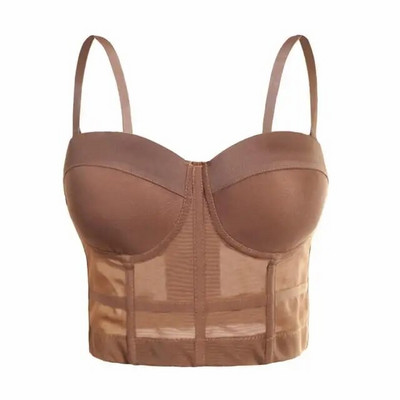 Σέξι μαύρο διαφανές σουτιέν με πλέγμα Push Up Γυναικείο κορσέ κορσέ γυναικείο σωληνάκι Μπουστάκι Σουτιέν Club Party Crop Top Εσώρουχα Plus Size