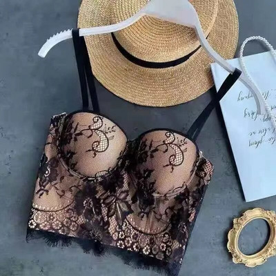 Σέξι μαύρο διαφανές σουτιέν με πλέγμα Push Up Γυναικείο κορσέ κορσέ γυναικείο σωληνάκι Μπουστάκι Σουτιέν Club Party Crop Top Εσώρουχα Plus Size