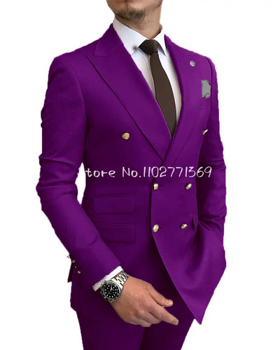 Kahe rinnaga ärimeeste kostüüm Burgundia kaheosaline Slim Fit kvaliteetne ülikond pulmapeoks ballile meeste ülikonnad, kostüüm Homme