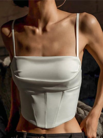 Σέξι μπλουζάκι με λουράκι σπαγγέτι, κοκαλιάρικο τοπ 2023 με κορδόνια για πάρτι, γυναικεία ρούχα