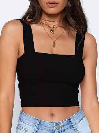 Αμάνικο καλοκαιρινό μπλουζάκι με τετράγωνο λαιμό Λευκό Γυναικείο Μαύρο Casual Basic Μπλουζάκι Off Shoulder Cami Sexy Backless Tank Top
