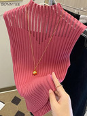 7 χρώματα Τάνκ Γυναικεία Μισό ψηλό γιακά Hotsweet Καλοκαιρινό καθημερινό κορεάτικο στυλ Βασικά ρούχα Γραφείο Γυναικεία Vintage Κομψό πάρτι