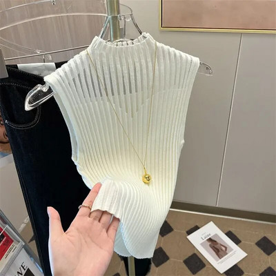 7 χρώματα Τάνκ Γυναικεία Μισό ψηλό γιακά Hotsweet Καλοκαιρινό καθημερινό κορεάτικο στυλ Βασικά ρούχα Γραφείο Γυναικεία Vintage Κομψό πάρτι