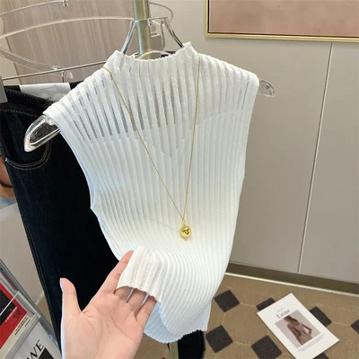 7 χρώματα Τάνκ Γυναικεία Μισό ψηλό γιακά Hotsweet Καλοκαιρινό καθημερινό κορεάτικο στυλ Βασικά ρούχα Γραφείο Γυναικεία Vintage Κομψό πάρτι