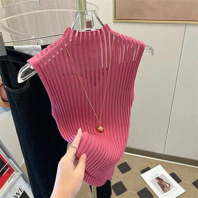 7 χρώματα Τάνκ Γυναικεία Μισό ψηλό γιακά Hotsweet Καλοκαιρινό καθημερινό κορεάτικο στυλ Βασικά ρούχα Γραφείο Γυναικεία Vintage Κομψό πάρτι