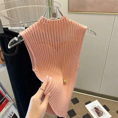 7 χρώματα Τάνκ Γυναικεία Μισό ψηλό γιακά Hotsweet Καλοκαιρινό καθημερινό κορεάτικο στυλ Βασικά ρούχα Γραφείο Γυναικεία Vintage Κομψό πάρτι