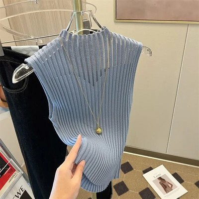 7 χρώματα Τάνκ Γυναικεία Μισό ψηλό γιακά Hotsweet Καλοκαιρινό καθημερινό κορεάτικο στυλ Βασικά ρούχα Γραφείο Γυναικεία Vintage Κομψό πάρτι