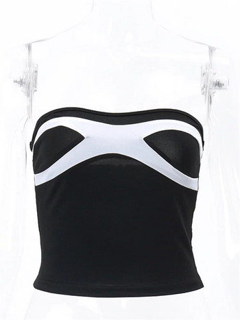CHRONSTYLE Μαύρο Λευκό Συνονθύλευμα Στράπλες Μπλούζες Σέξι Γυναικείες Μπουστάκια Μπουστάκια Καλοκαιρινό πάρτι Clubwear Τάνκ Γιλέκα