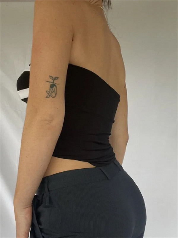 CHRONSTYLE juodai balti kratiniai be petnešėlių, palaidinės, seksualios moteriškos krūtinės, krūtinės, vasaros vakarėlio, klubinės aprangos liemenės