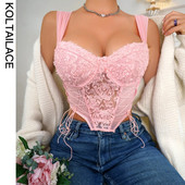 Koltailace Net γάζα σέξι καθαρή επιθυμία σε ζώνη ρούχων κάτω από σύρμα κορδόνι περίσφιξης στερεοφωνικό κεντημένο γιλέκο