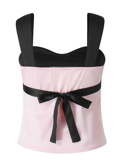 Vintage Y2K Milkmaid Camisole topp Y2K Fairy Grunge seljataga lipsuta minivest Retro-esteetiline naiste kärbitud tänavarõivad