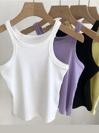 Γυναικείες μπλούζες 2023 Sexy Cropped Γυναικεία Καλοκαιρινή καμινάδα Camis Μαύρα λευκά αθλητικά ρούχα για γυναίκες
