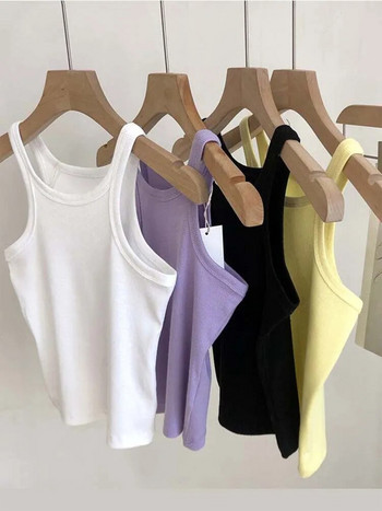 Γυναικείες μπλούζες 2023 Sexy Cropped Γυναικεία Καλοκαιρινή καμινάδα Camis Μαύρα λευκά αθλητικά ρούχα για γυναίκες