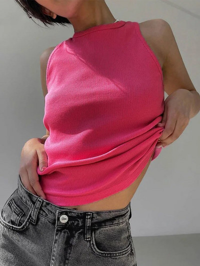 Ljetna seksi ženska majica bez rukava bez rukava Kvalitetne Y2K pletene majice bez rukava Ženske ležerne jednobojne osnovne majice bez rukava